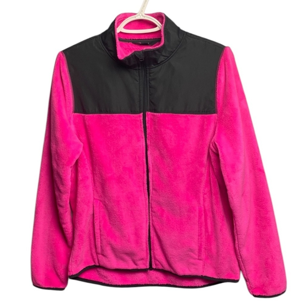 Emily B Long Sleeve Teddy Bear Fleece Pink & Black Sweater  Activewear Sz Large
